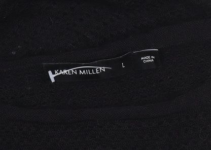 Karen Millen Women’s Black Open-Knit Tunic Jumper Size L
