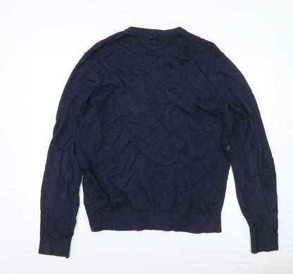 Tommy Hilfiger Men's Blue XL V-Neck Cotton Cashmere Jumper