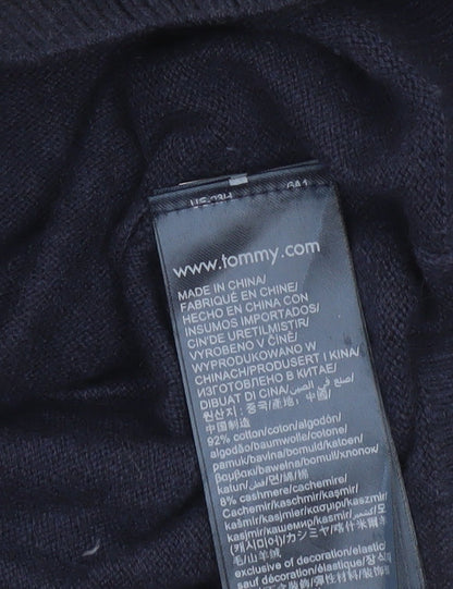 Tommy Hilfiger Men's Blue XL V-Neck Cotton Cashmere Jumper