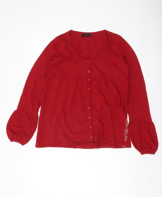 Calvin Klein Jeans Women’s Red Wool Blend Long Sleeve Cardigan M