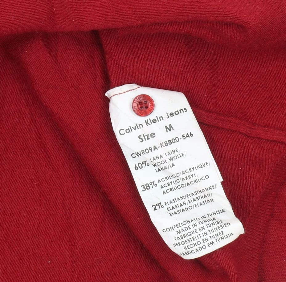 Calvin Klein Jeans Women’s Red Wool Blend Long Sleeve Cardigan M