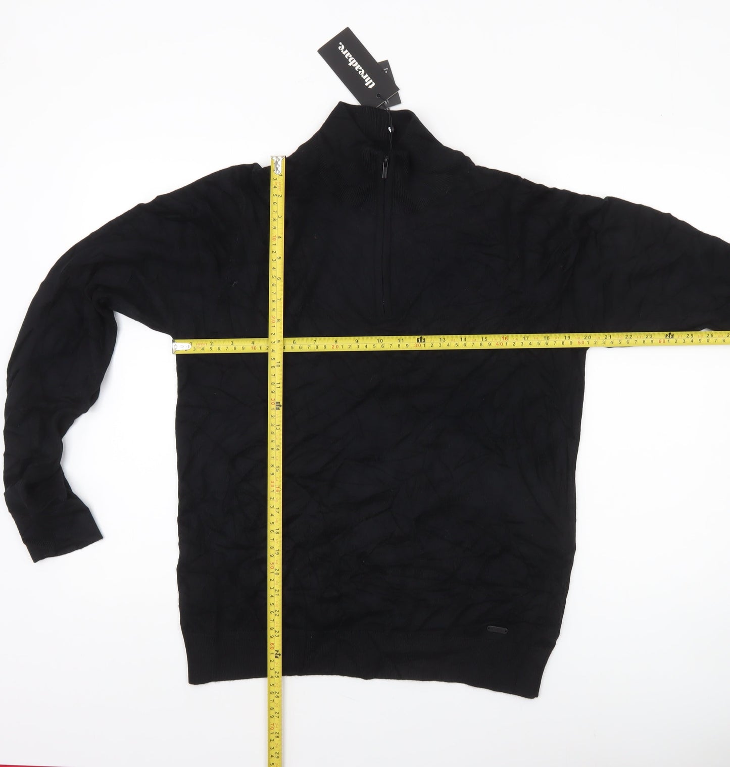 Threadbare Men Black M 1/4 Zip High Neck Jumper