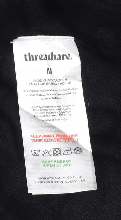 Threadbare Men Black M 1/4 Zip High Neck Jumper