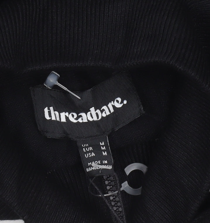 Threadbare Men Black M 1/4 Zip High Neck Jumper