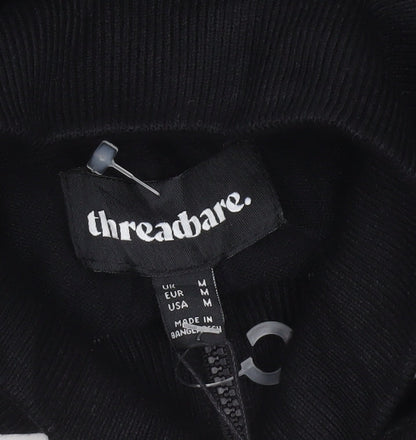 Threadbare Men Black M 1/4 Zip High Neck Jumper