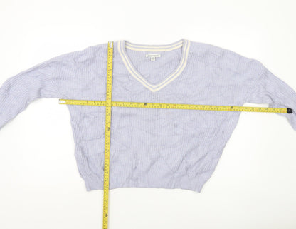 American Eagle Outfitters Women’s Purple V-Neck Knit Jumper M