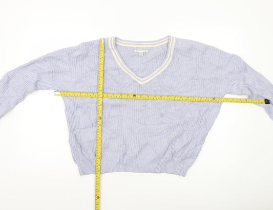 American Eagle Outfitters Women’s Purple V-Neck Knit Jumper M