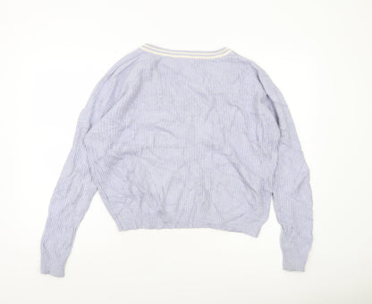 American Eagle Outfitters Women’s Purple V-Neck Knit Jumper M