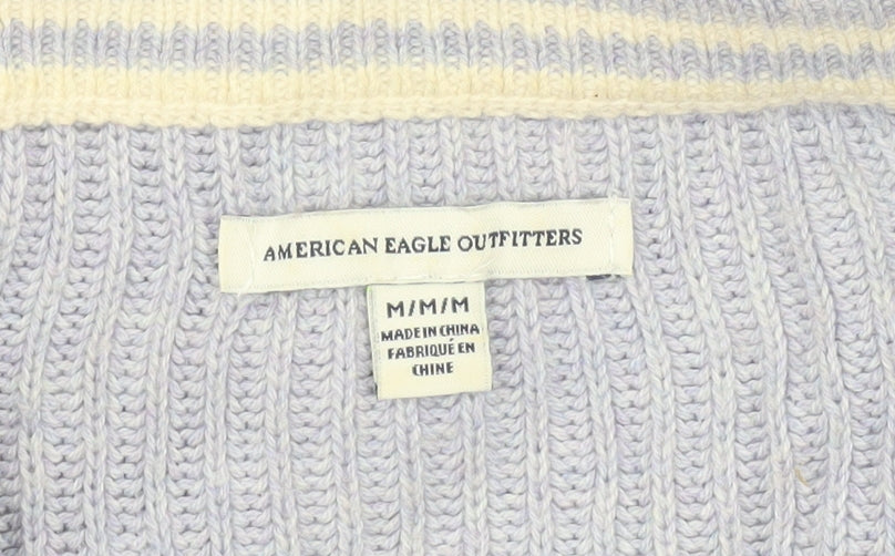American Eagle Outfitters Women’s Purple V-Neck Knit Jumper M