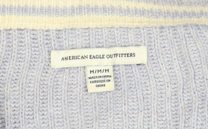 American Eagle Outfitters Women’s Purple V-Neck Knit Jumper M