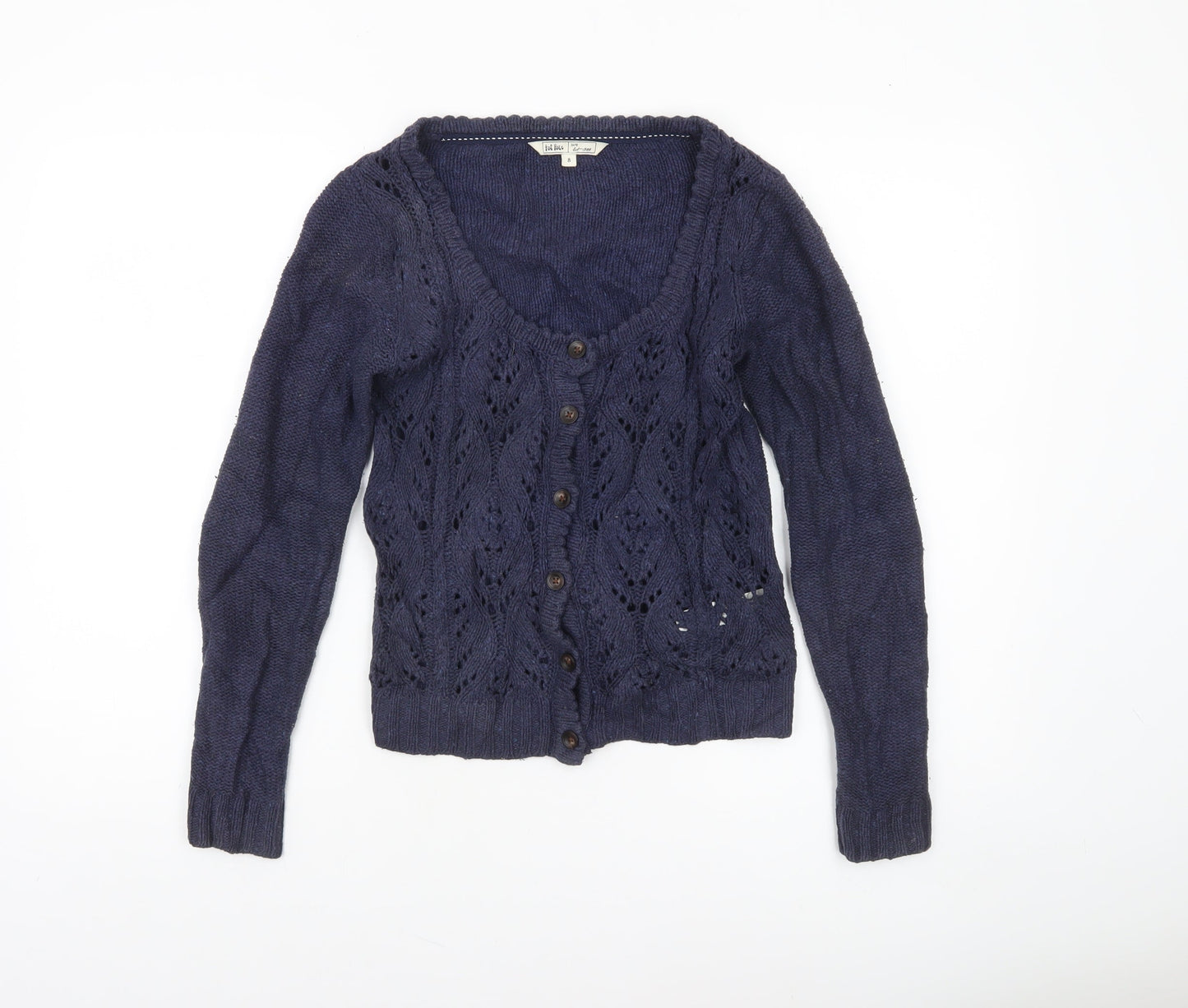Fat Face Women's Blue Size 8 Open-Knit Cardigan Jumper