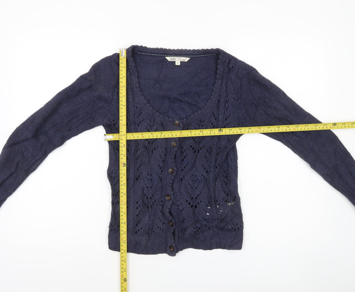 Fat Face Women's Blue Size 8 Open-Knit Cardigan Jumper