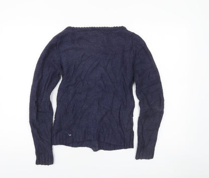 Fat Face Women's Blue Size 8 Open-Knit Cardigan Jumper