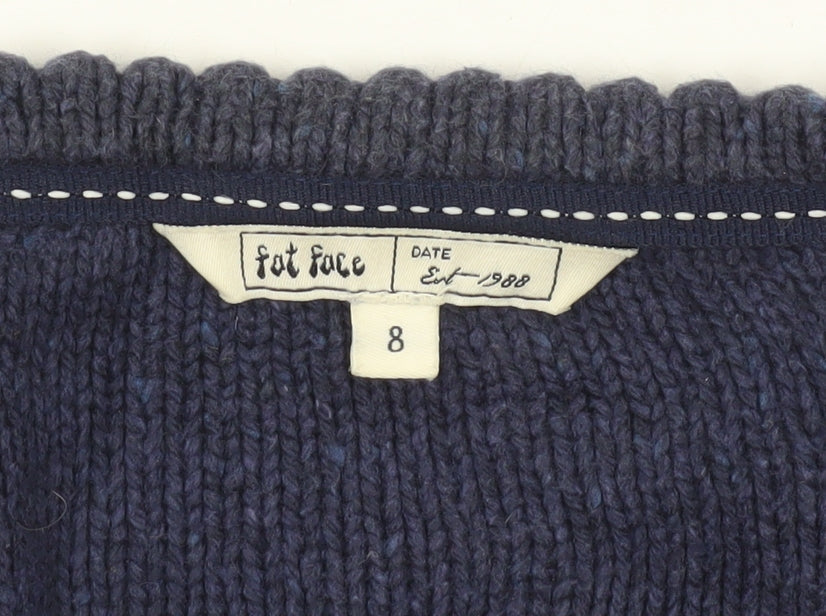 Fat Face Women's Blue Size 8 Open-Knit Cardigan Jumper