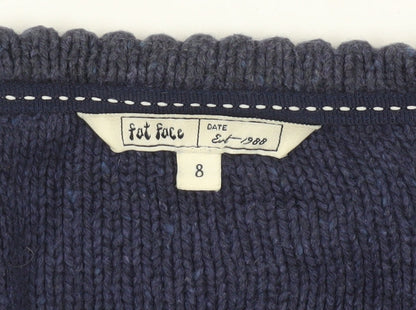 Fat Face Women's Blue Size 8 Open-Knit Cardigan Jumper