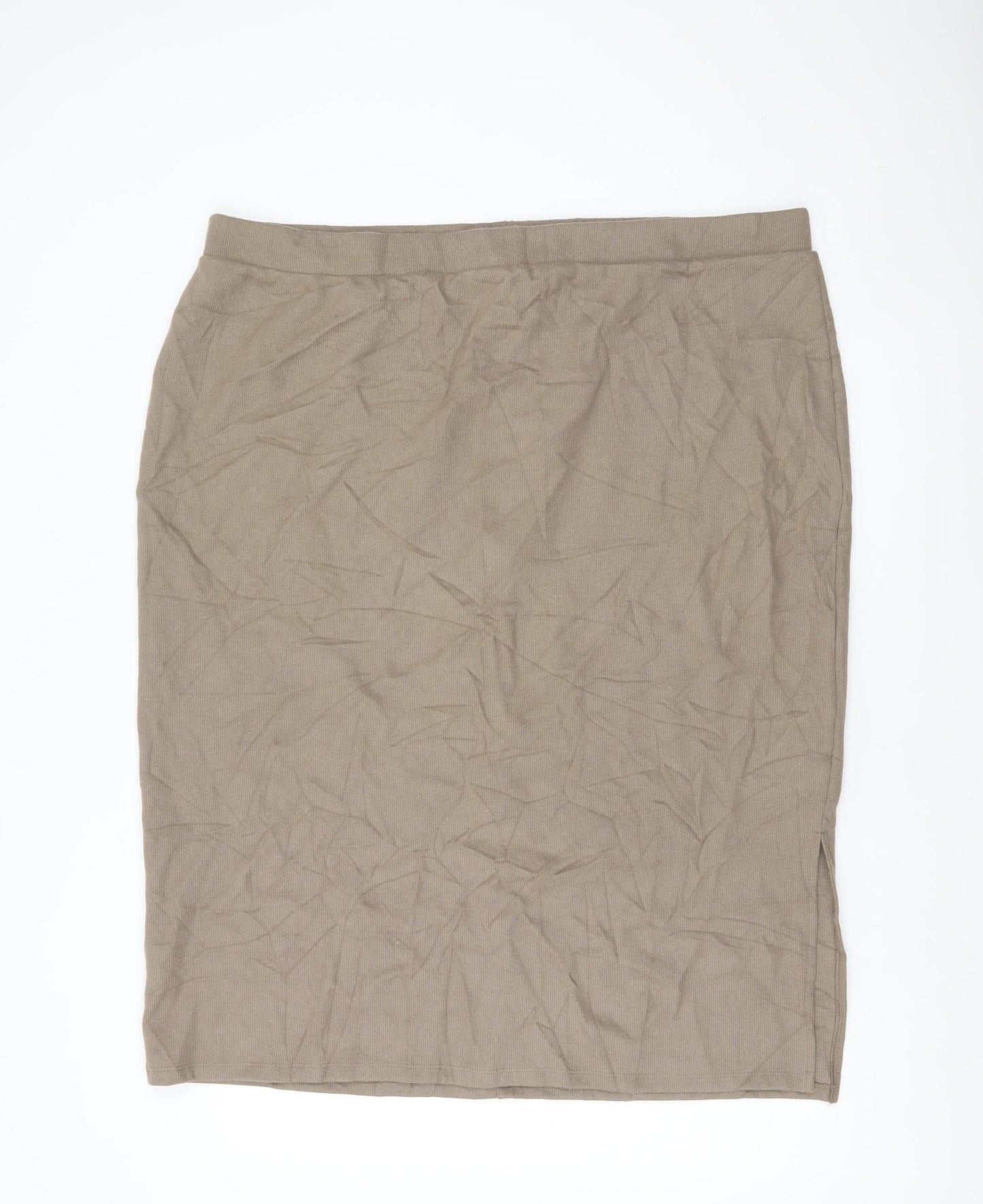 Marks and Spencer Women Beige High Rise Stretch Pencil Skirt Size 22