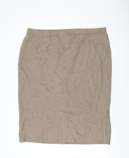 Marks and Spencer Women Beige High Rise Stretch Pencil Skirt Size 22