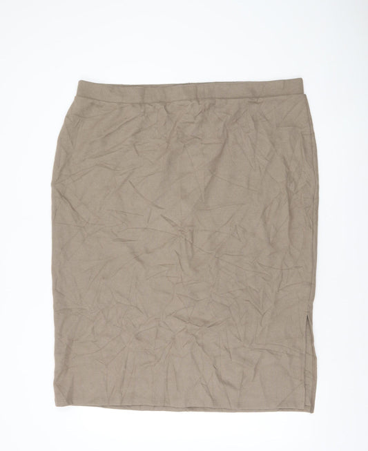 Marks and Spencer Women Beige High Rise Stretch Pencil Skirt Size 22