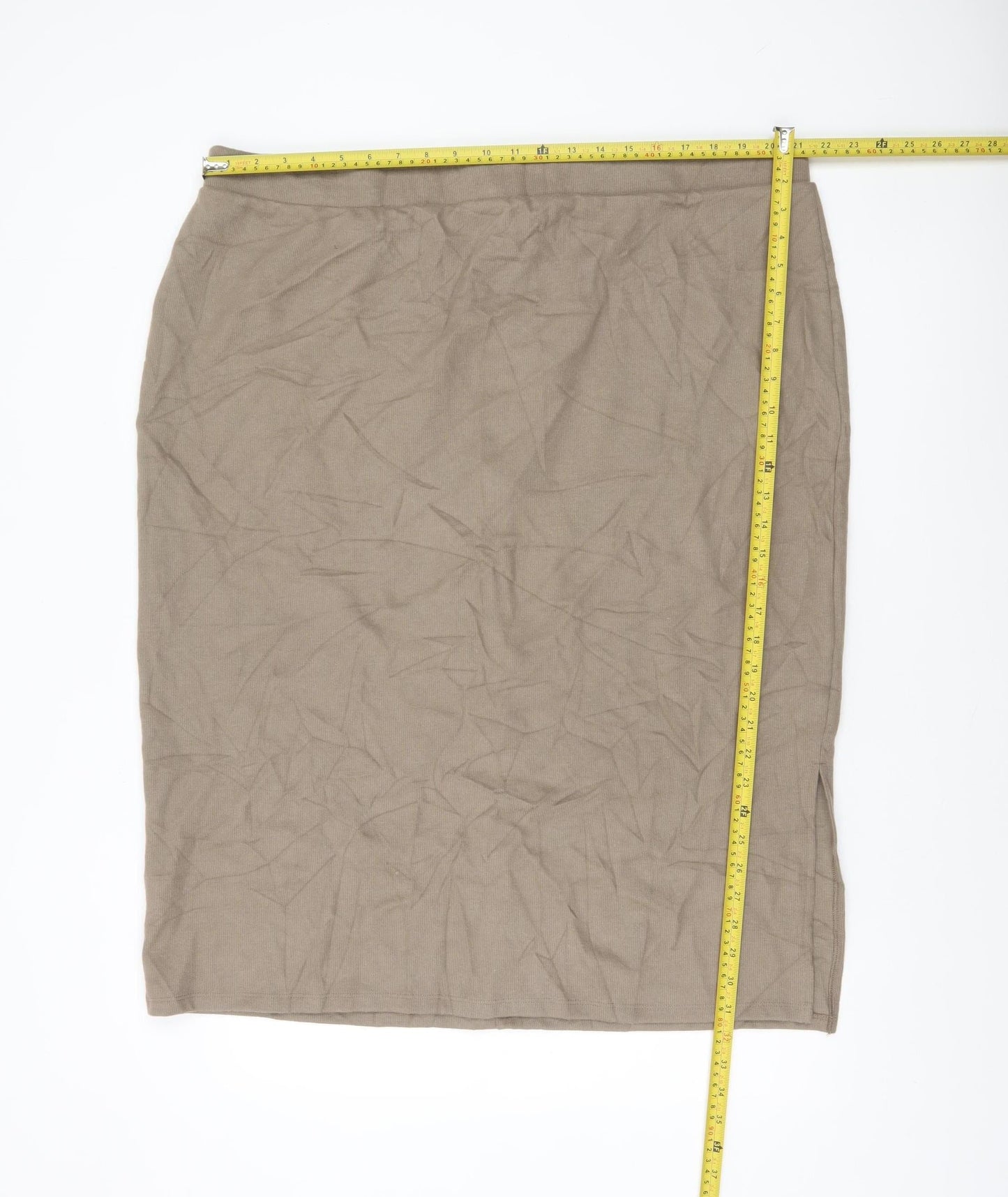 Marks and Spencer Women Beige High Rise Stretch Pencil Skirt Size 22