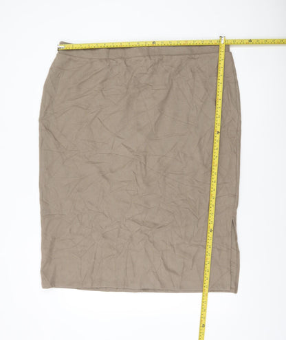 Marks and Spencer Women Beige High Rise Stretch Pencil Skirt Size 22