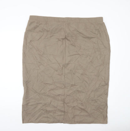 Marks and Spencer Women Beige High Rise Stretch Pencil Skirt Size 22