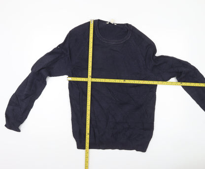 Boden Men’s Blue Cotton Crew Neck Textured Knit Jumper S