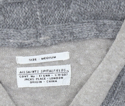 AllSaints Men's Beige Linen Cotton Wool Button Cardigan Medium
