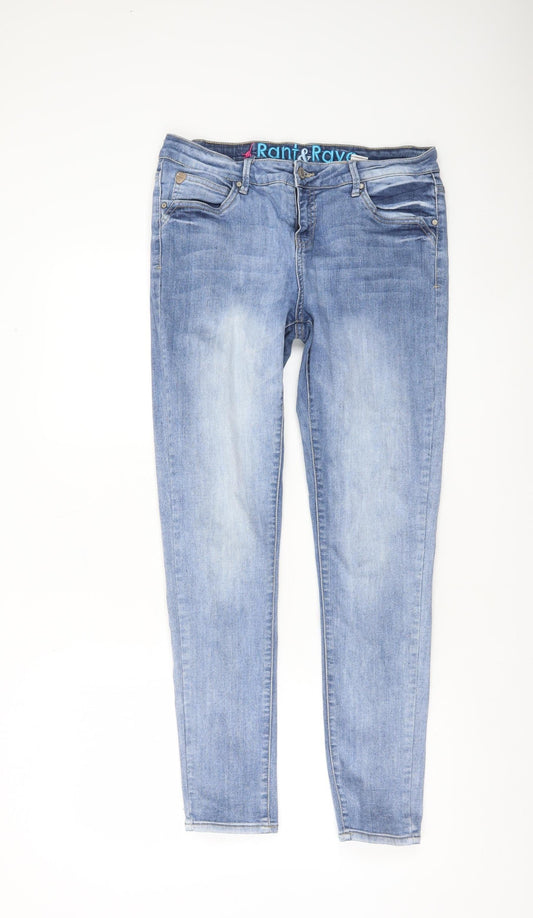 Womens UK Size 14 Rant & Rave Slim Fit Skinny Blue Jeans