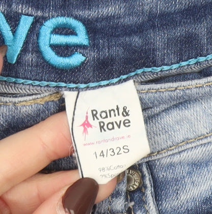 Womens UK Size 14 Rant & Rave Slim Fit Skinny Blue Jeans