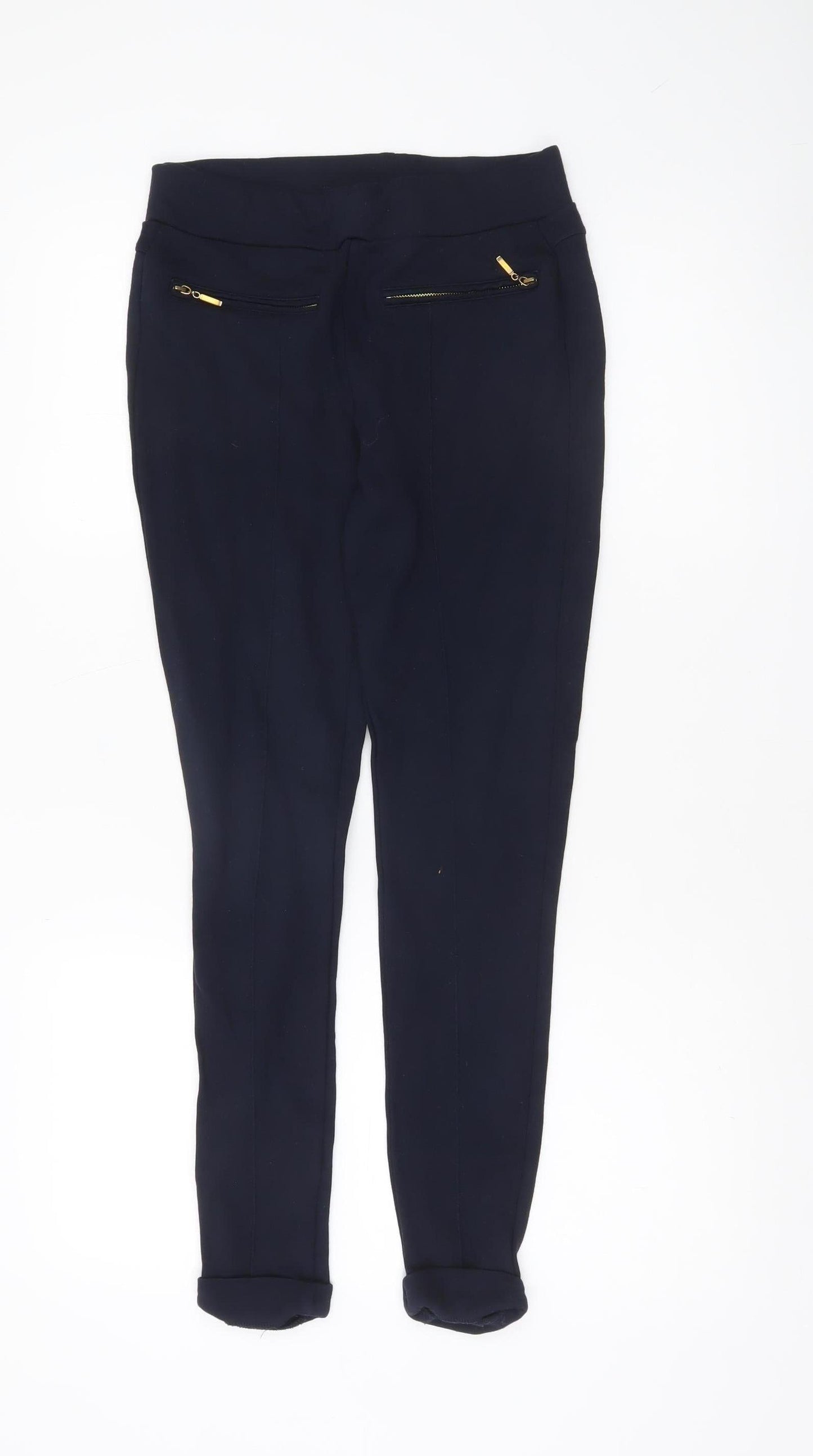 Zara Basic Women’s Black Skinny Jeggings Size M with Gold Zip Detail