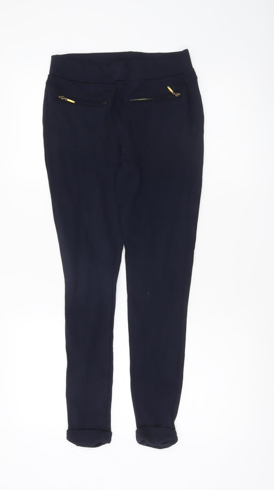 Zara Basic Women’s Black Skinny Jeggings Size M with Gold Zip Detail