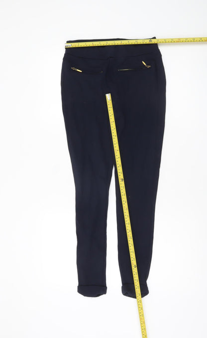 Zara Basic Women’s Black Skinny Jeggings Size M with Gold Zip Detail