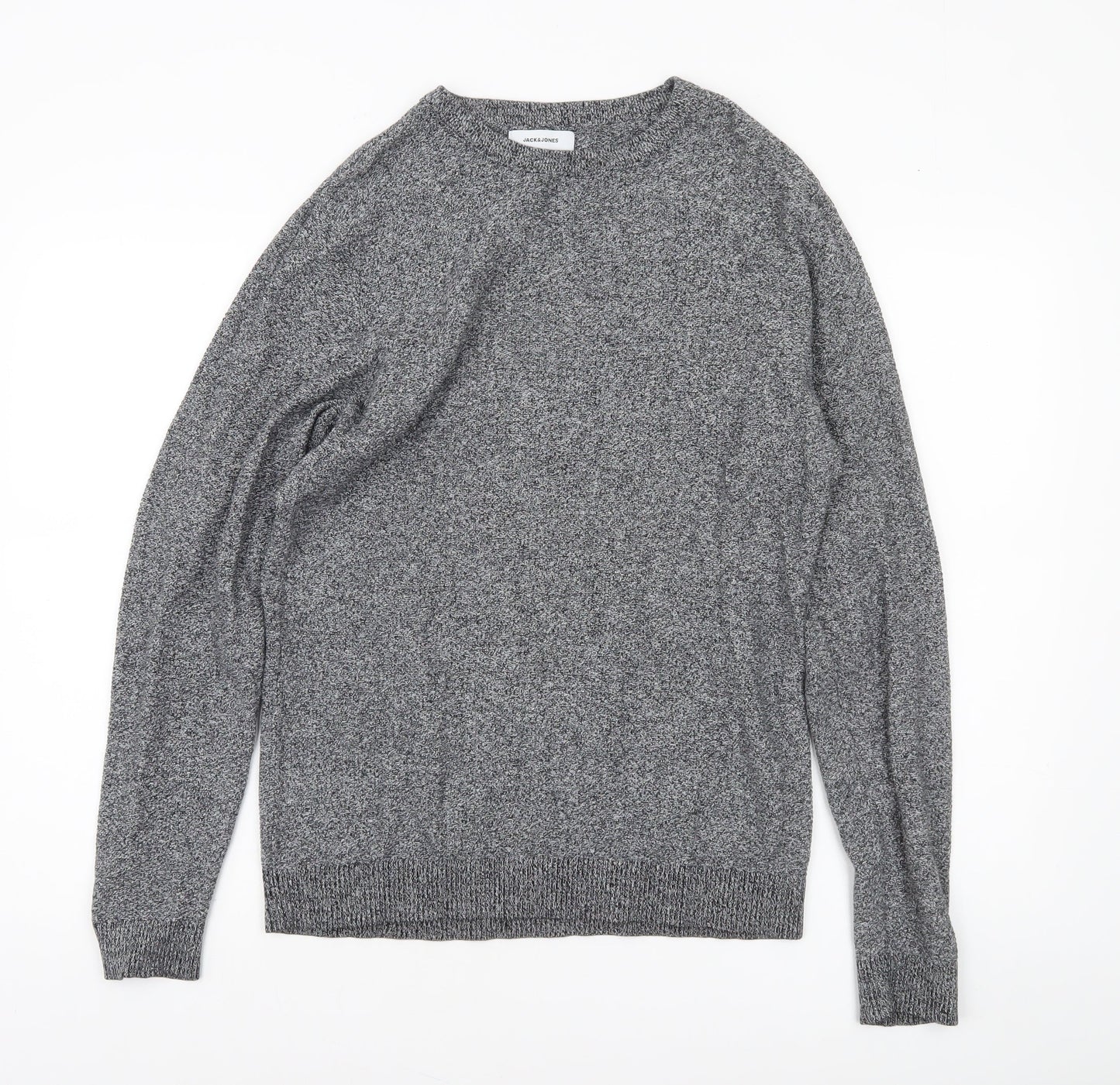 Jack & Jones Men’s Grey Cotton Crew Neck Pullover Jumper Size M