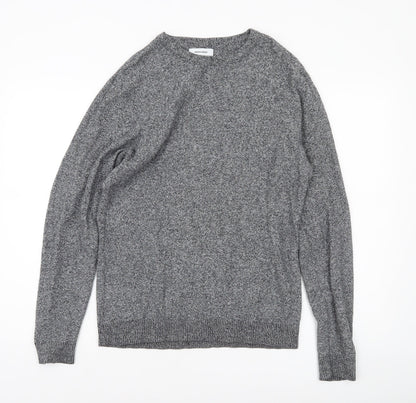 Jack & Jones Men’s Grey Cotton Crew Neck Pullover Jumper Size M