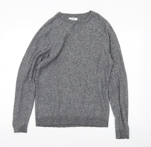 Jack & Jones Men’s Grey Cotton Crew Neck Pullover Jumper Size M
