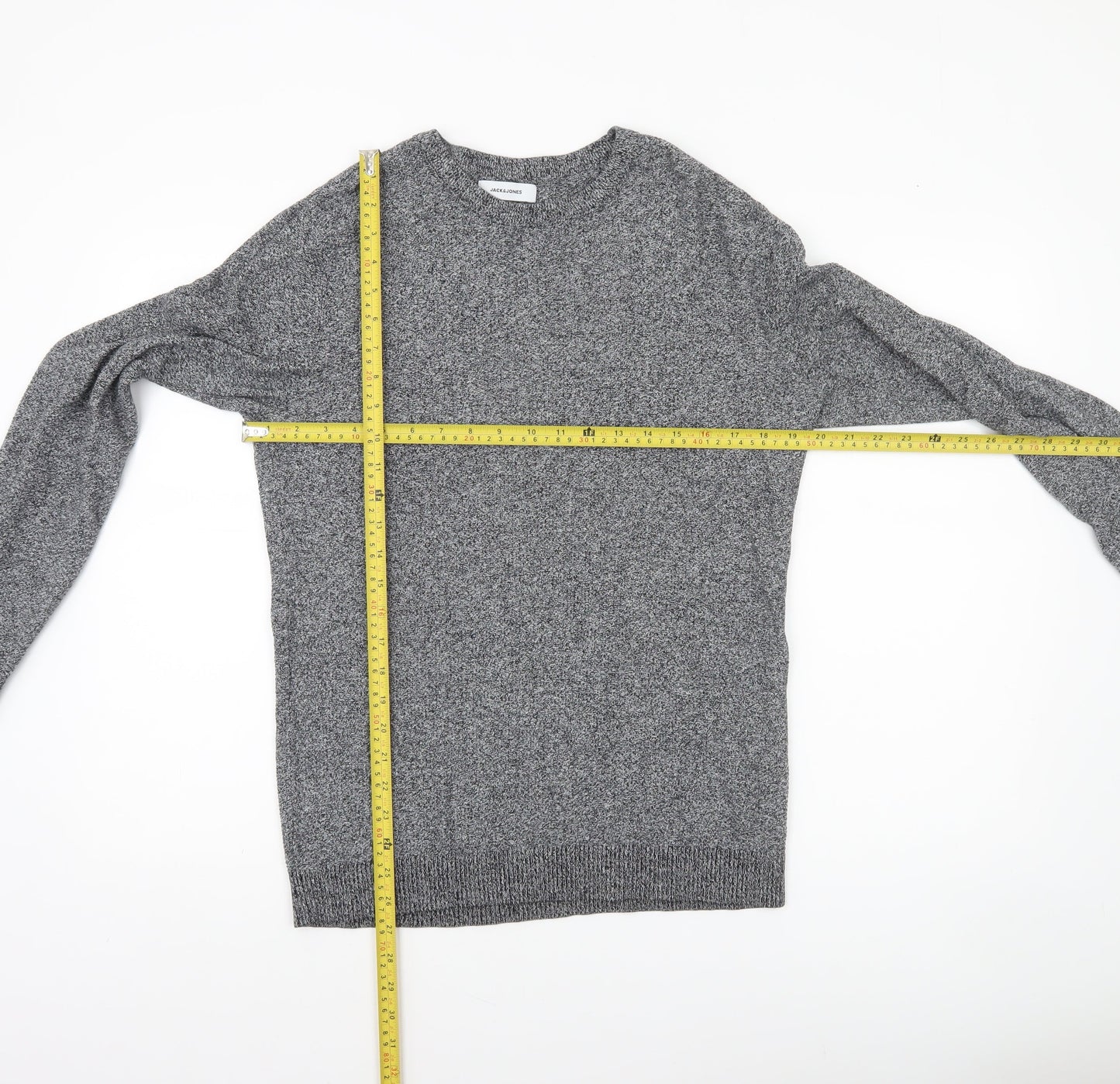 Jack & Jones Men’s Grey Cotton Crew Neck Pullover Jumper Size M