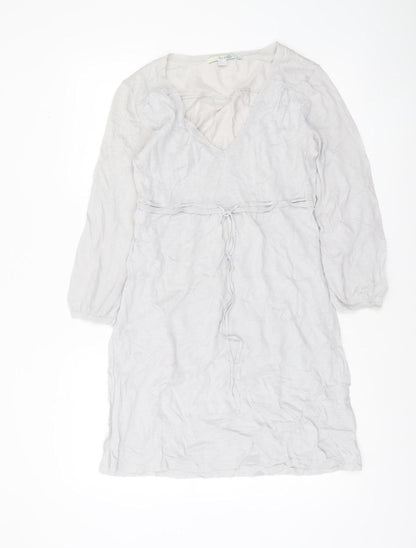 Boden Women’s Grey Knit Tunic Jumper Dress UK 12 V-Neck Belted