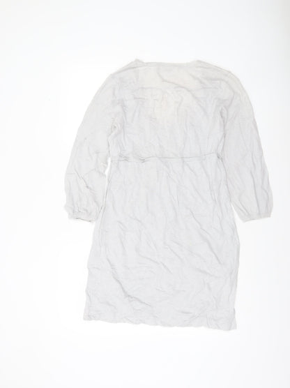 Boden Women’s Grey Knit Tunic Jumper Dress UK 12 V-Neck Belted