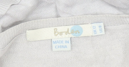 Boden Women’s Grey Knit Tunic Jumper Dress UK 12 V-Neck Belted