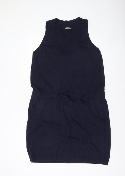 Gap Womens Blue Sleeveless Knit Jumper Dress XL V-Neck Belted