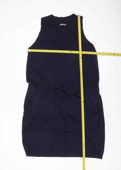 Gap Womens Blue Sleeveless Knit Jumper Dress XL V-Neck Belted