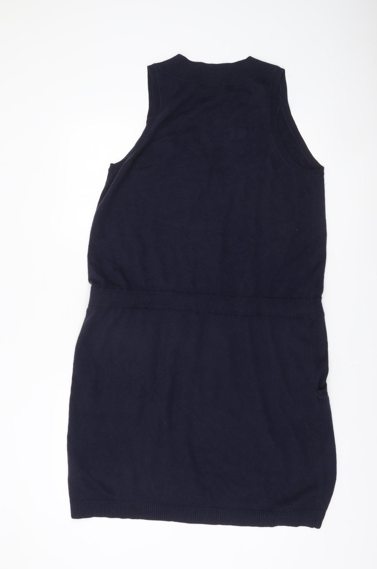 Gap Womens Blue Sleeveless Knit Jumper Dress XL V-Neck Belted