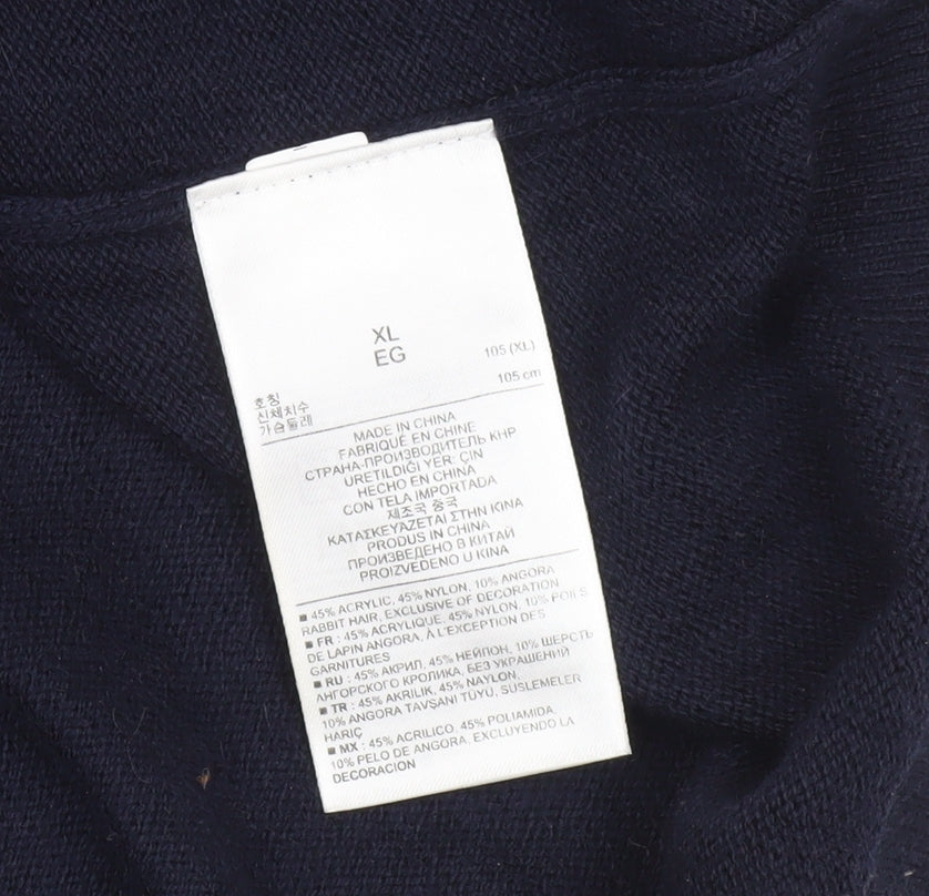 Gap Womens Blue Sleeveless Knit Jumper Dress XL V-Neck Belted