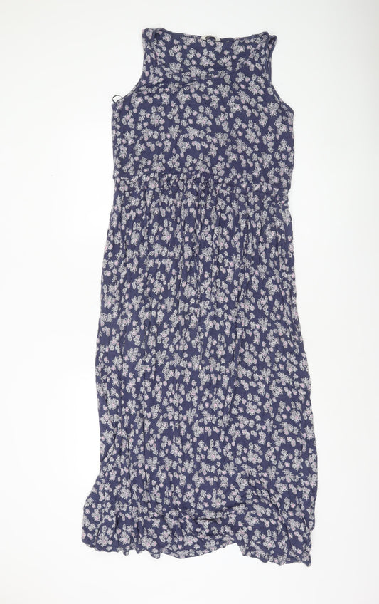 Marks and Spencer Womens Purple Floral Viscose A-Line Midi Dress Size 14
