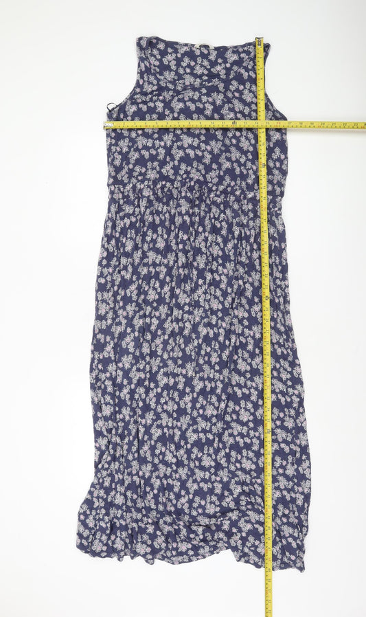 Marks and Spencer Womens Purple Floral Viscose A-Line Midi Dress Size 14