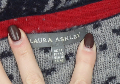 Laura Ashley Womens Blue Fair Isle Wool Knit Jumper Dress UK 14