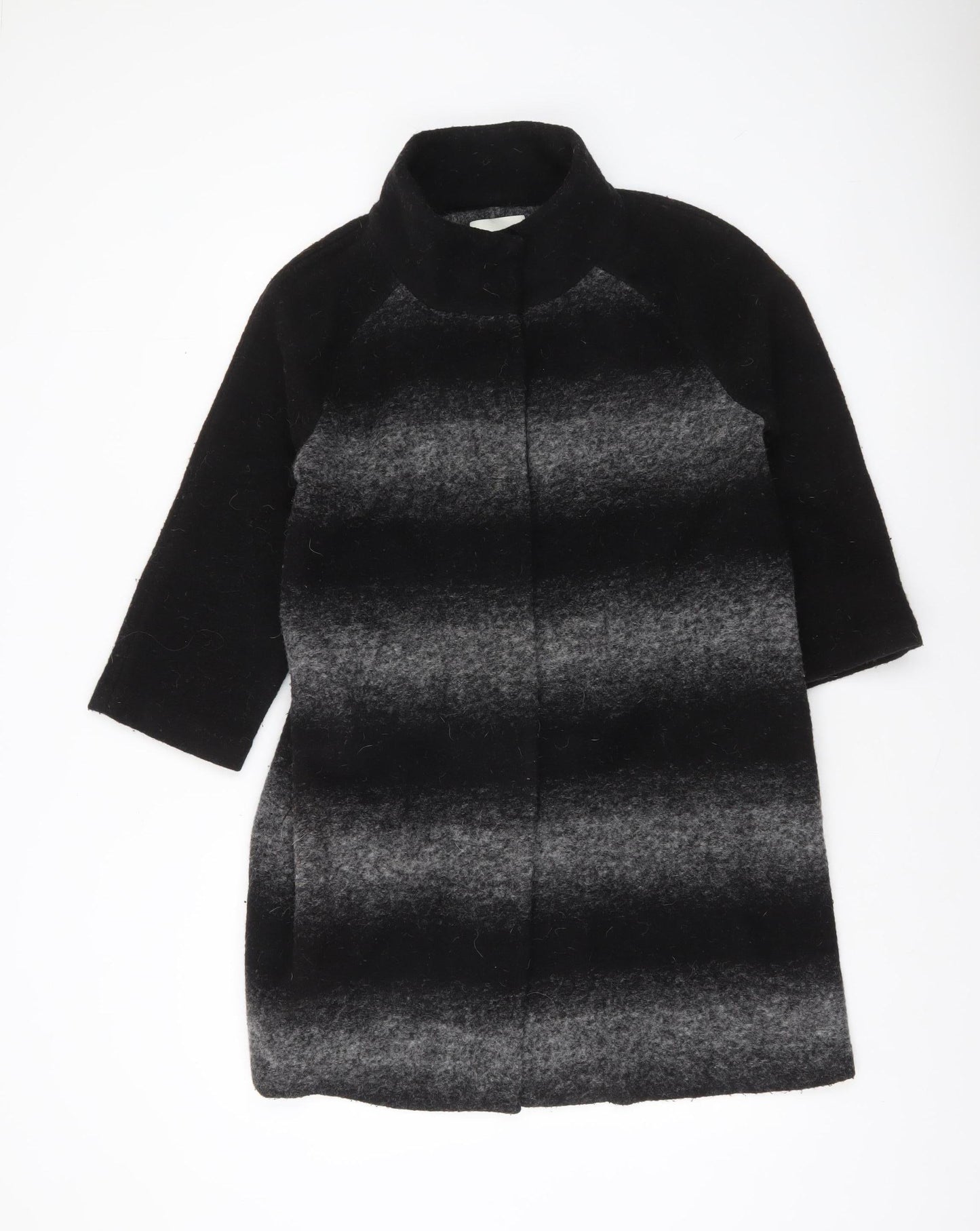 Clements Ribeiro Women Black Wool Blend Collared Cardigan Size 14