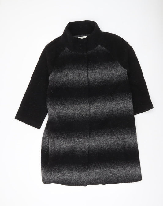 Clements Ribeiro Women Black Wool Blend Collared Cardigan Size 14