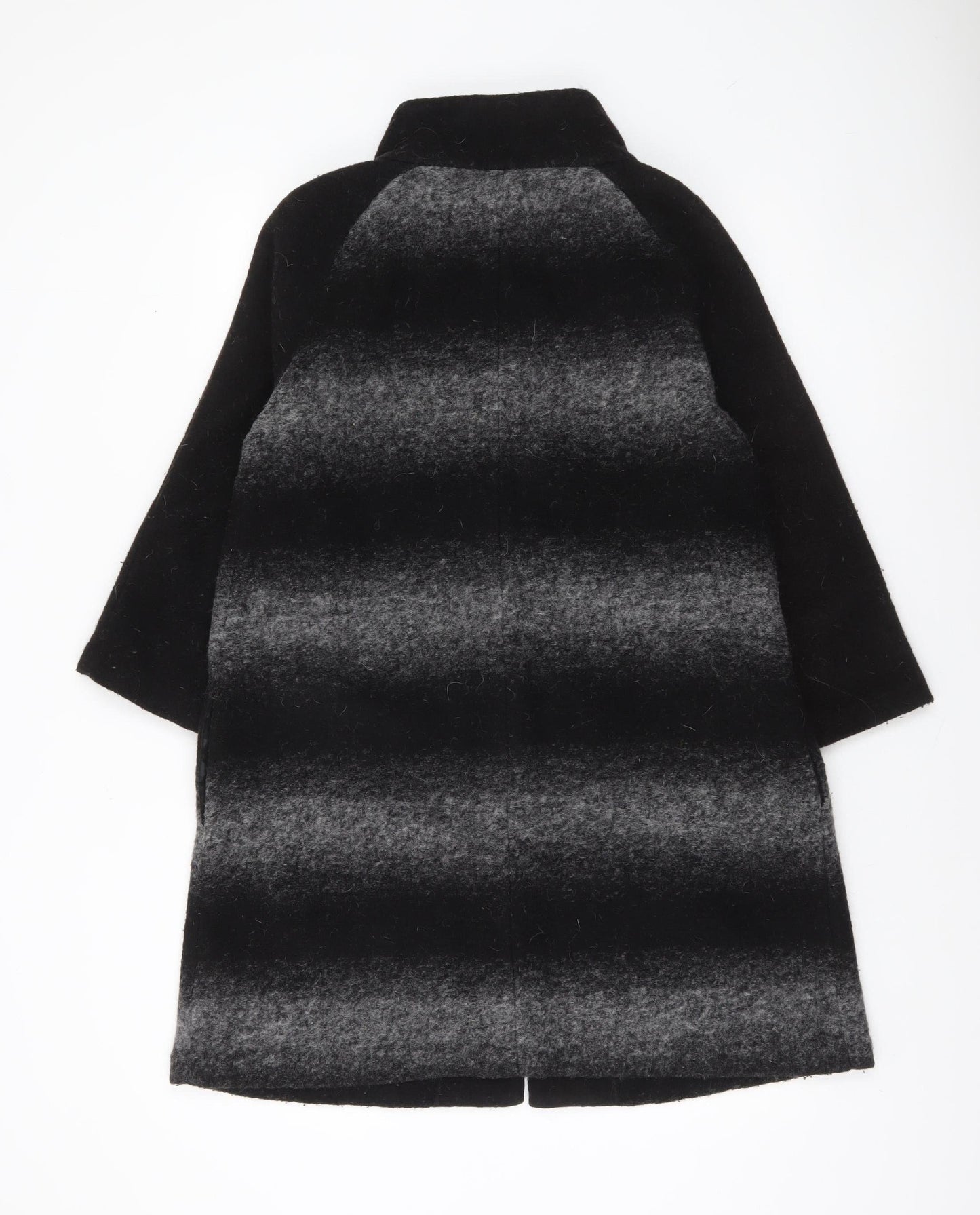 Clements Ribeiro Women Black Wool Blend Collared Cardigan Size 14