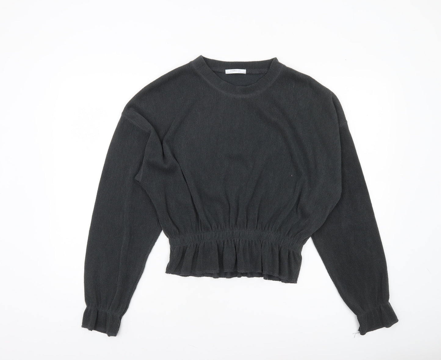 Womens UK Size 12 Zara Black Cropped Blouse